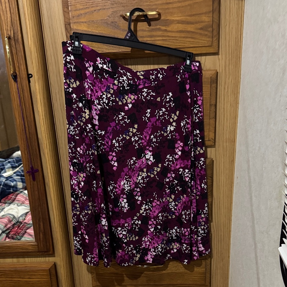 George A-Line Skirt in Purple Floral